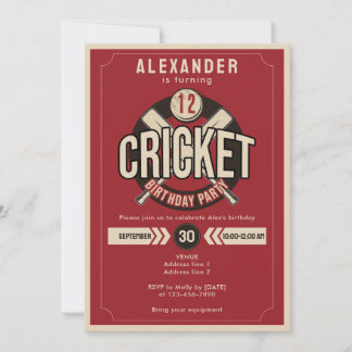 Jedes Alters Cricket Ball Game Match Geburtstagspa Einladung