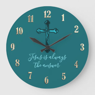 Jedes Aquamarine Farbhintergrund Große Wanduhr