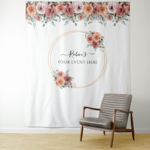 Jedes Ereignis, Blush Pfirsich Minze Florales Foto Wandteppich