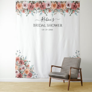 Jedes Ereignis, Blush Pfirsich Minze Florales Foto Wandteppich