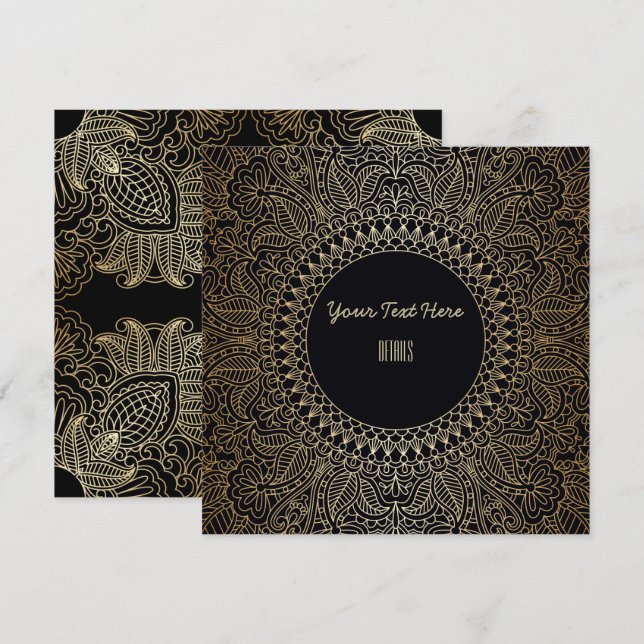 Jedes Ereignis Elegante Gold Mandala Save The Date (Vorne/Hinten)