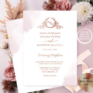 Jedes Ereignis, Goldfolie Elegant Dusty Rose Monog Folieneinladung