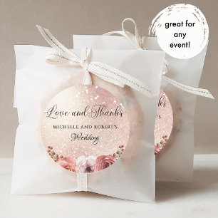 Jedes Ereignis, Liebe und Dank, Roségold Floral mi Quadratischer Aufkleber