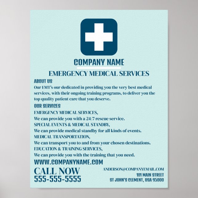 Jedes farbmedizinische Symbol, EMT, paramedic Poster (Vorne)