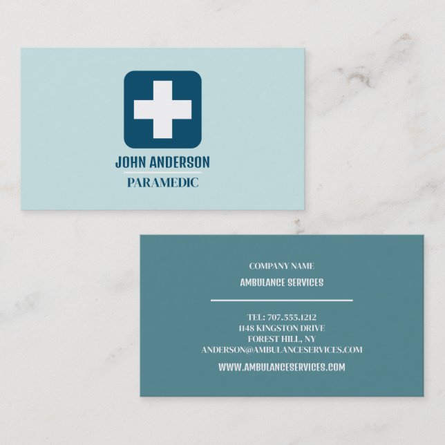 Jedes farbmedizinische Symbol, EMT, paramedic Visitenkarte (Vorne/Hinten)