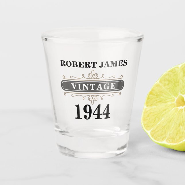 Jedes Geburtstagsalter Vintag Schnapsglas (Vorderseite)