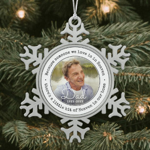 Jedes Gedenkfoto für jemanden im Himmel einfach Schneeflocken Zinn-Ornament