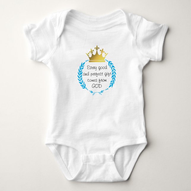 JEDES GUTE UND PERFEKTE GESCHENK VON GOTT | Blau Baby Strampler (Vorderseite)