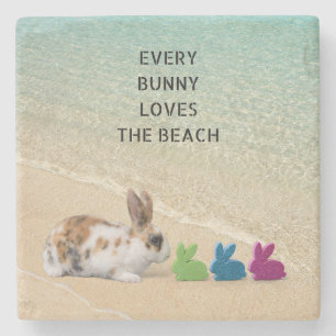 Jedes Häschen liebt den Strand Tropisches Ostern Steinuntersetzer