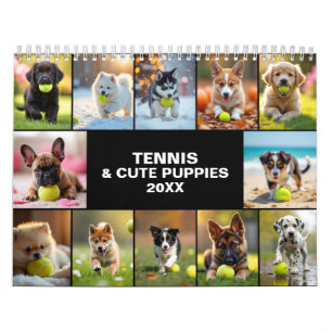 Jedes Jahr 🎾 12 Monate Schwanzwedel-Tennis-Freude Kalender
