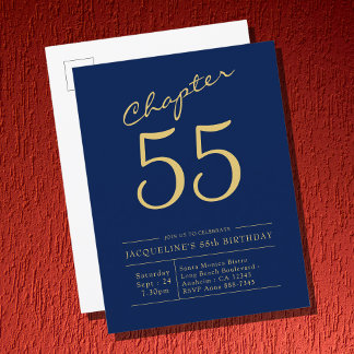 Jedes Jahr blauer Gold-Script zum Geburtstag Einladungspostkarte