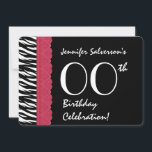 JEDES JAHR Geburtstag Red Lace Zebra V12 Einladung<br><div class="desc">JEDES JAHR Geburtstag Red Lace Zebra V12 Dieses zebra gestreiften individuelle Name Design ist ein lustiger und dennoch eleganter Weg, um Leute zu einem Geburtstagsfest einzuladen. Der gesamte Text ist vollkommen anpassbar. Sie können mit verschiedenen Papiertypen experimentieren, um genau das für Sie zu finden. 10. 11. 12. 13. 14. 16....</div>