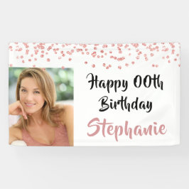 Jedes Jahr Geburtstag Rose Gold Confetti Script Fo Banner