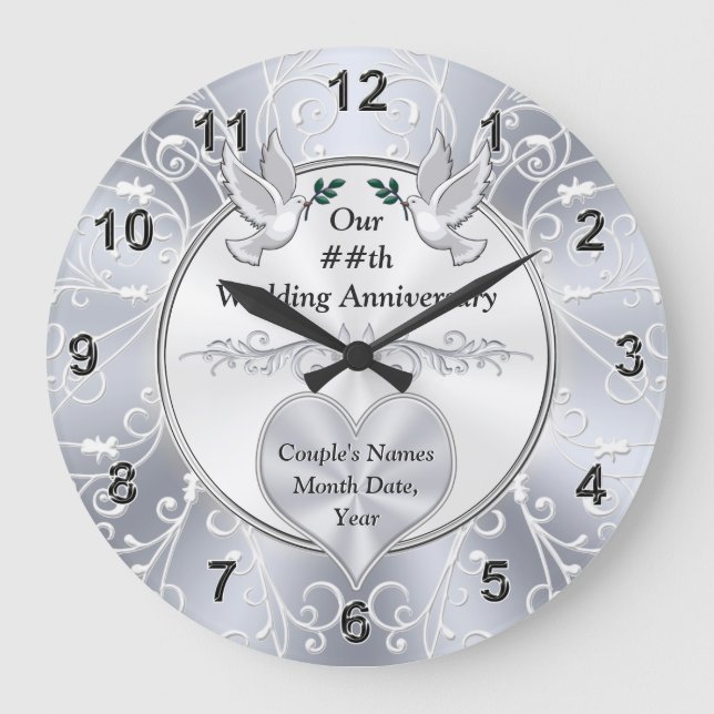 JEDES JAHR, personalisierte Hochzeitspenden Große Wanduhr (Vorderseite)