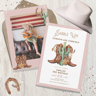 Jedes Jahr rosa Western Cowgirl Geburtstag Einladung