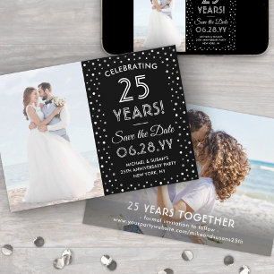 JEDES Jubiläum 2 Foto Elegant Navy Blue & White Save The Date