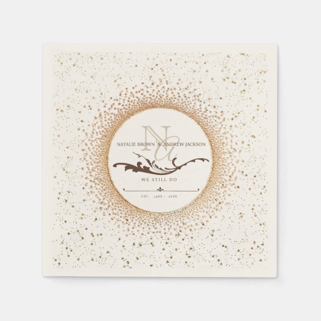 JEDES Jubiläum Elegant Monogram Napkin Serviette (Vorderseite)