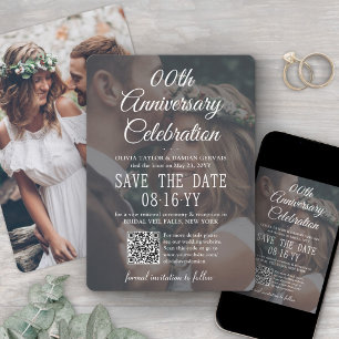 JEDES Jubiläum Party Elegant 2 Foto & QR Code Save The Date
