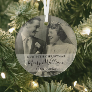 Jedes Jubiläumsjahr Weihnachten Hochzeitsfoto Ornament Aus Glas