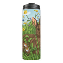 Jedes Kaninchen liebt Blumen Thermosbecher