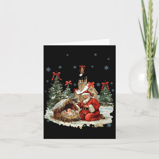 Jedes Knie soll sich beugen Lustige Weihnachtsszen Karte (Vorderseite)