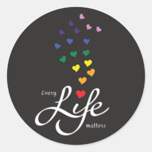 Jedes Leben ist wichtig - Regenbogenfarben Runder Aufkleber
