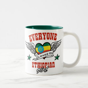 Jedes Lieben ein äthiopisches Mädchen Zweifarbige Tasse