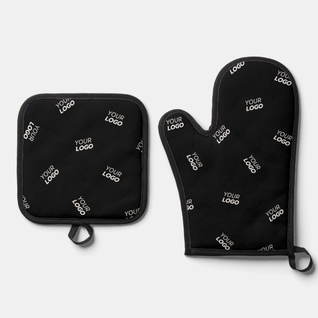 Jedes Logo oder hochgeladenes Bild | Muster Ofenhandschuh & Topflappen-Set (Vorderseite)