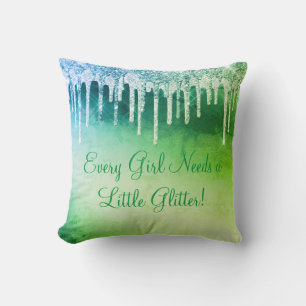 Jedes Mädchen braucht Glitzer Girl Hübsch Green Kissen