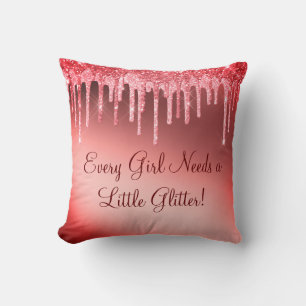 Jedes Mädchen braucht Glitzer Girly Cinnamon Red Kissen