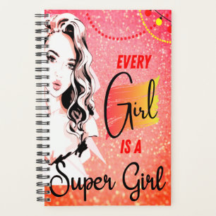 Jedes Mädchen ist ein Super Girl Pink Glitzer Des Planer