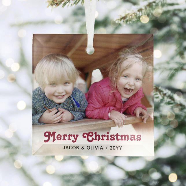 Jedes rot-Retro-Typografie-Einfaches Foto-Overlay Ornament Aus Glas (Von Creator hochgeladen)