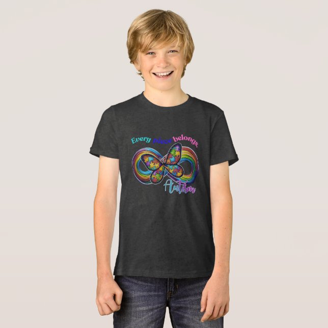 Jedes Stück Schimmer - Autismus Butterfly T-Shirt Tri-Blend Shirt (Vorderseite voll)