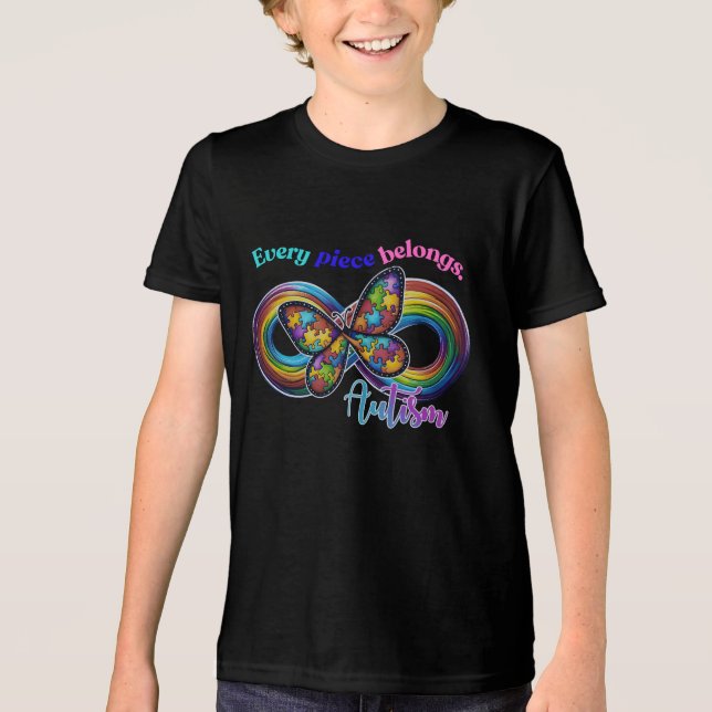 Jedes Stück Schimmer - Autismus Butterfly T-Shirt Tri-Blend Shirt (Vorderseite)