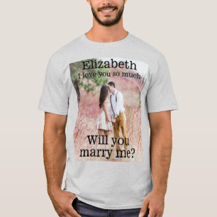 Jedes Textheiratsvorschlag-Foto heiraten mich weiß T-Shirt