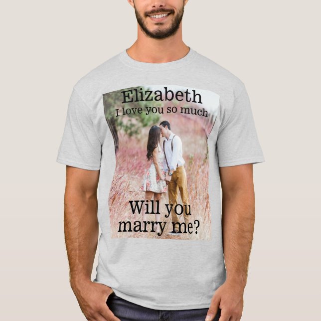 Jedes Textheiratsvorschlag-Foto heiraten mich weiß T-Shirt (Vorderseite)