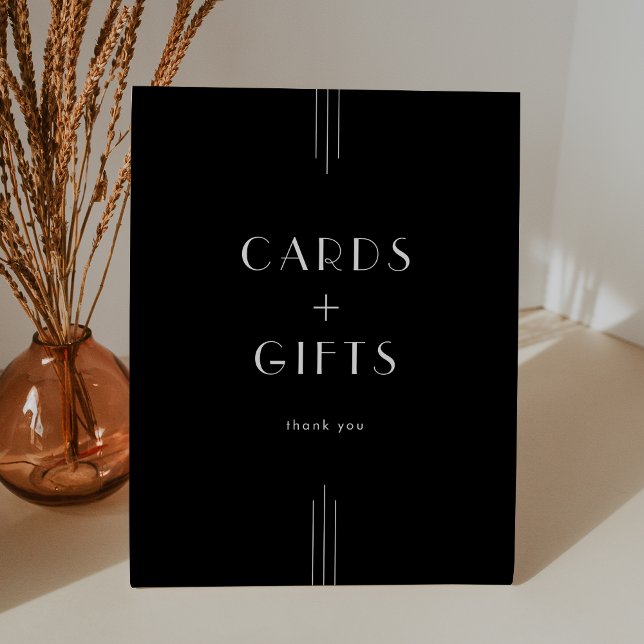 JEDOCH MODERNE Art Deco Black Cards und Geschenke Sockelschild (EVERLY Modern Art Deco Black Cards and Gifts Pedestal Sign)