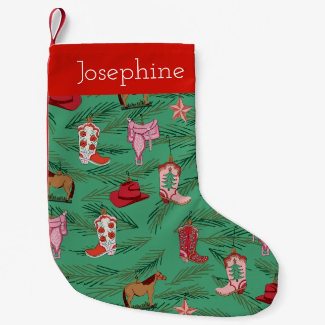 Jeehaw Cowgirl-Ornamente Weihnachten Kleiner Weihnachtsstrumpf (Vorderseite)