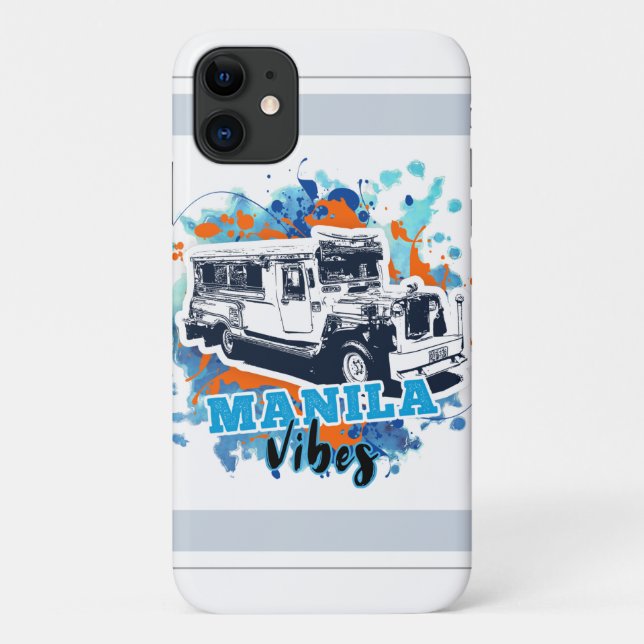 Jeepney Manila Vibes Blue Orange Case-Mate iPhone Hülle (Rückseite)
