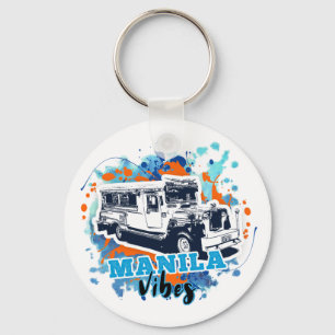 Jeepney Manila Vibes Blue Orange Schlüsselanhänger