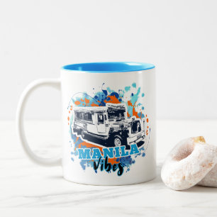 Jeepney Manila Vibes Blue Orange Zweifarbige Tasse