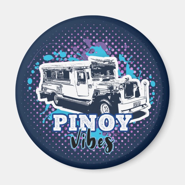 Jeepney Pinoy Vibes Blue Pink Magnet (Vorne)