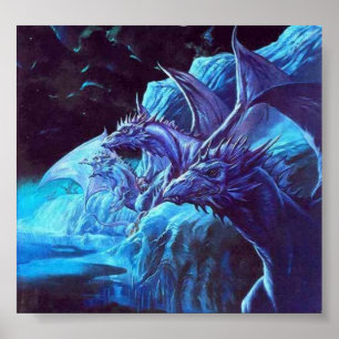 Jeff Easley - Unbekannt - Blaue Drachen an der Küs Poster