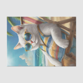 Jeff Kickin' Back, White Cat Beach Chair Seidenpapier