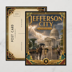 Jefferson City Missouri Vintage Art Deco Goldenes Postkarte