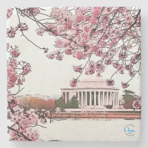 Jefferson-Denkmal + Blüten-SteinUntersetzer Steinuntersetzer