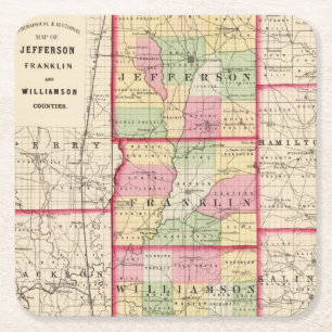 Jefferson, Franklin, Williamson-Landkreise Rechteckiger Pappuntersetzer