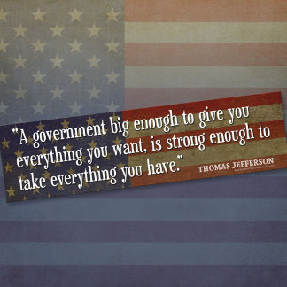 Jefferson: Vorsicht vor der großen Regierung Autoaufkleber