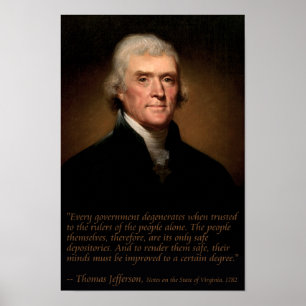 Jefferson zu Government and Bildung Poster