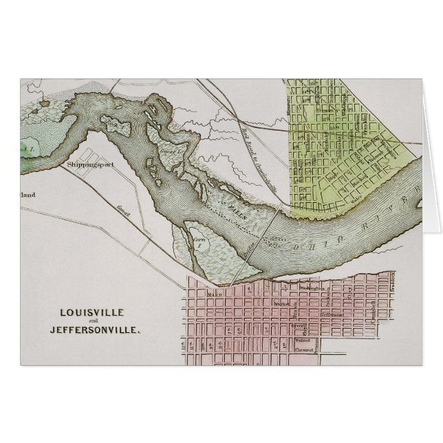 JEFFERSONVILLE, INDIANA : CARTE (Devant horizontal)